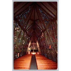 Vtg Postcard First Presbyterian Fish Church Stamford CT Interior 1950s